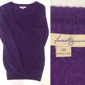 Forever 21 Purple V-Neck Sweater